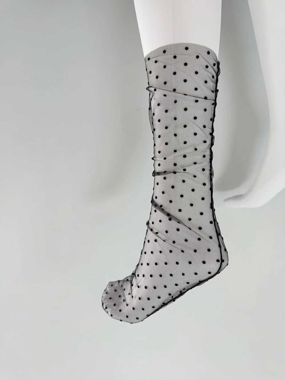 Sheer Polka Dot Sock - Black Dot